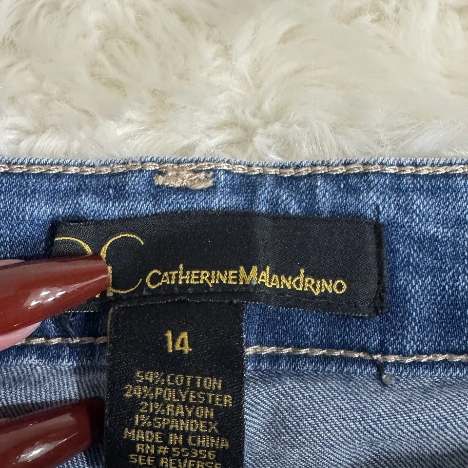 Pantalones de mezclilla ajustados Catherine Malandrino 14 azules elásticos para mujer medidas 32 x 27,5 Foto 3 de 4