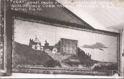 RPPC-Mitchell SD Today Panel Natural Colored Grain Worlds Only Corn Palace