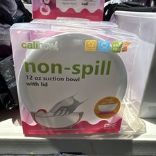 Calibowl Non-Spill Toddler Suction-Base Bowl with Lid, 12-Ounce White/Purple