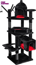 Heavy Duty Cat Tree 63 in Large Cat Trees Gothic Cat Tower with Coffin Bed NEW