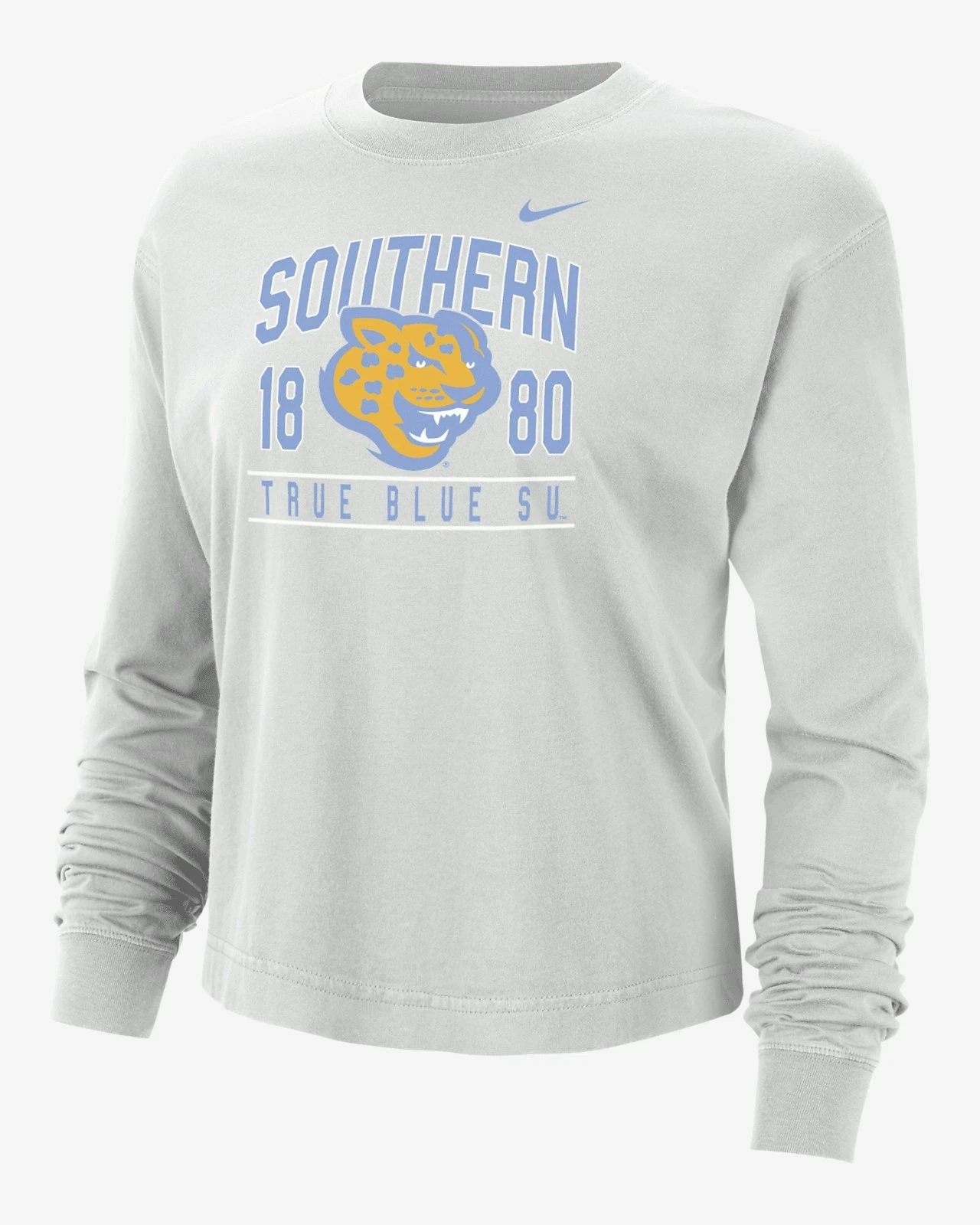 NWT Small Nike Southern University Jaguars Women Boxy LS Tee HBCU - Photon Dust