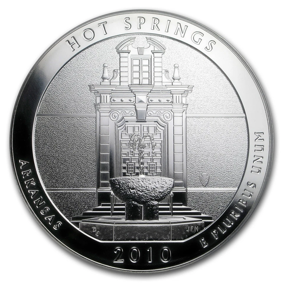 2010 5 oz Silver ATB Hot Springs MS-69 PL PCGS (FirstStrike®) - Image 2 of 3