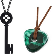 Mullike Coraline Key Pendant Necklace Seeing Stone Dragonfly 2PCS 