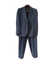 2012 Giorgio Armani Black Label Suit Size 52 42 Italy Pleated Wide Leg Navy