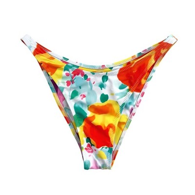 Jimmi Swim Wynwood Multicolor Watercolor Floral High Cut Bikini Bottoms Medium