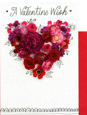 Happy Valentine's Day Wishes Sweet Heart Rose Roses Heart Wreath Hallmark Card