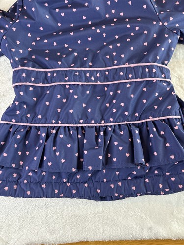 London Fog Girls Blue Hooded Fleece Lined Rain Coat Hood Pink Hearts 4T Used - Picture 22 of 22