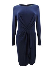 Lauren by Ralph Lauren Women's Pleated Jersey Dress (10, Navy)