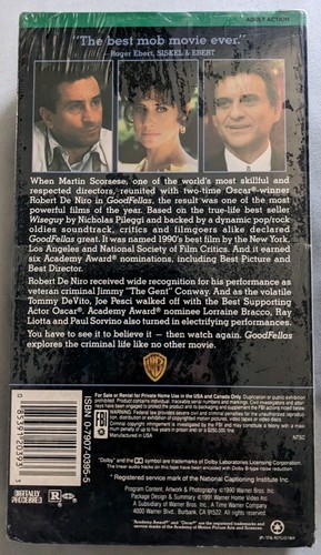 Goodfellas (VHS, 1991) Warner Bros Home Video - New Sealed - Picture 2 of 2