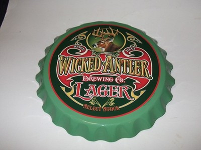 Hunting Lodge Bar Decor Sign WICKED ANTLER LAGER Deer Buck Hunter Cabin Tavern