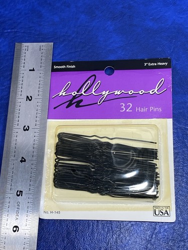 Vtg Package of 32 Hair Pins Hollywood by Scolding Smooth Finish 3" Extra Heavy - Picture 2 of 7
