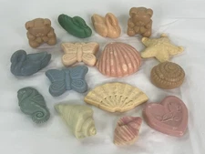 Vintage Guest Colorful Shaped Soap Seashells Butterflys Swans Bears Lot of 15