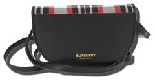 Burberry Olympia Shoulder Bag Check Leather 8831 Authentic Women