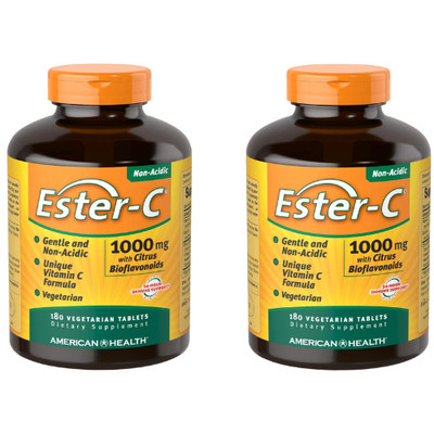American Health Product Ester C 1000mg with , Tablet 180 Count PACK OF 2