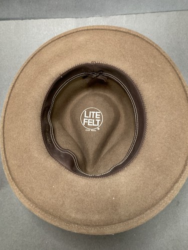 Goorin of Calif Brown Wide Brim Fedora Lite Felt 100% Wool Hat Size Small - Picture 7 of 11