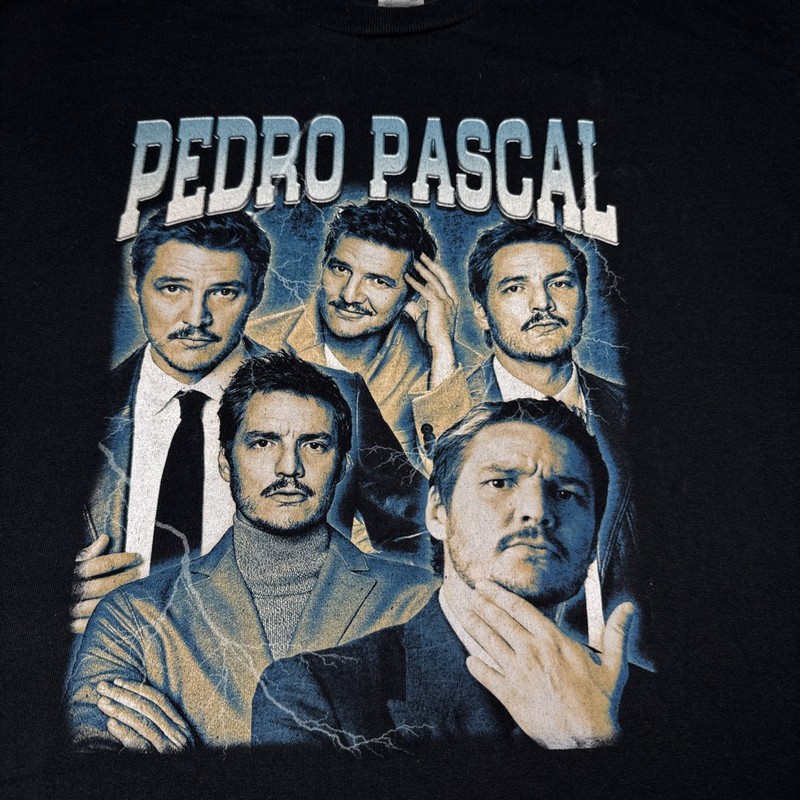 Pedro Pascal T-Shirt Short Sleeve Black Cotton Size M