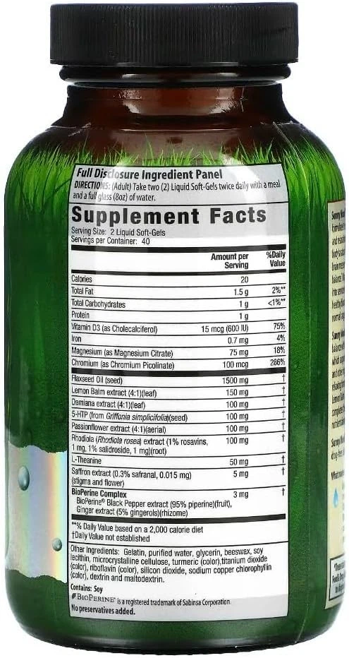 Irwin Naturals Sunny Mood 带 5-HTP - 80 液体软凝胶 - 支持...  — 第 2/4 张图片