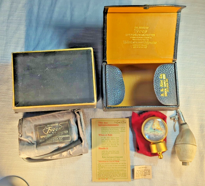 #ad Antique Dr Rogers Tycos Sphygmomanometer Blood Pressure Kit w Box Papers $89.00