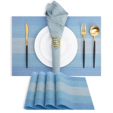 Plastic/Vinyl Placemats Set of 4 - Woven Heat Resistant Place Mats, Washable ...