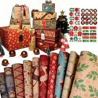 Geschenkpapier Weihnachten Kraftpapier Set 15 Blatt 43 Aufkleber 70X50Cm
