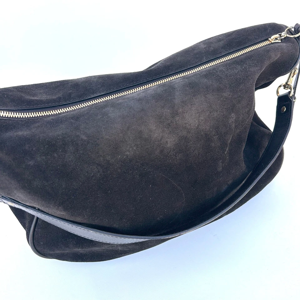 Bolso de Hombro Kendall Conrad Negro Gamuza Bolso de Lujo EE. UU. Cartera Minimalista Foto 2 de 4