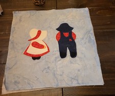 L k Handmade Quilt Square Sunbonnet Sue And Overall Sam 15" 15 1/2"
