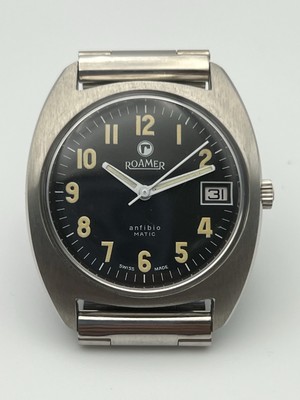 ROAMER AmphibioMatic Uhr Mod. 522-112 016 Vintage Uhr 60er Jahre + Aufkleber NOS
