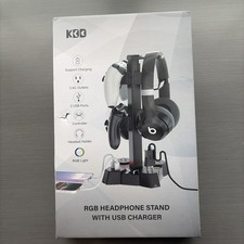 RGB Headphone Stand with USB 3 AC Outlets 2 USB Ports RGB Lighting