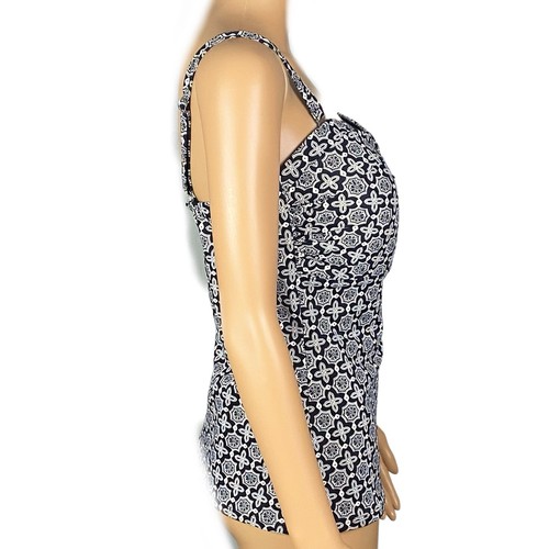 L.L.Bean schwarz/weiß geometrisch geformtes Design volle Abdeckung Tankini Top Gr. 16 - Bild 7 von 12