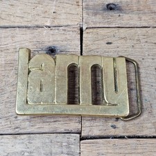 Vintage LARRY Solid Brass Logo Belt Buckle Made in USA Heavy Brass