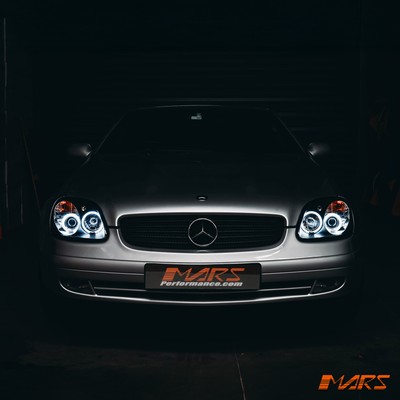 【激レア】CCFLエンジェルアイ プロジェクター ベンツ R170 SLK Black CCFL Angel-Eyes Head Lights for Mercedes-Benz SLK R170
