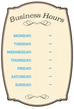 Cosco Business Hours Boutique Sign Static Cling Numbers Included 8 x 12 inche...