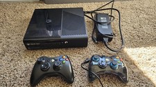 Microsoft Xbox 360 E 4GB Black Console Model 1538 Power Supply 2 Controllers