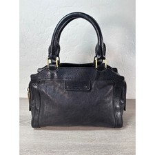 Fossil Small Logan Satchel Black Crossbody Leather Gold Tone Hardware READ