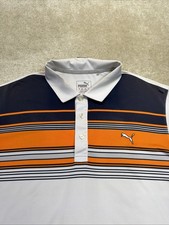 Puma Golf Polo Shirt Mens White Orange Blue Performance Logo