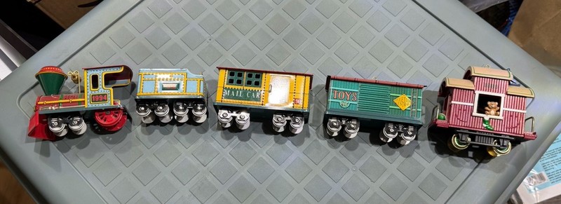 Hallmark Keepsake Yuletide Central Pressed Tin Train Ornaments