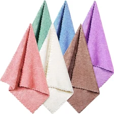 6 Pieces Face Wash Cloth 12 x 12 in Makeup Remover Cloths Towel Coral Velvet Fac