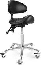 Back Support Ergonomic Saddle Stool Chair Swivels Hydraulic Adjustable w/ Wheels