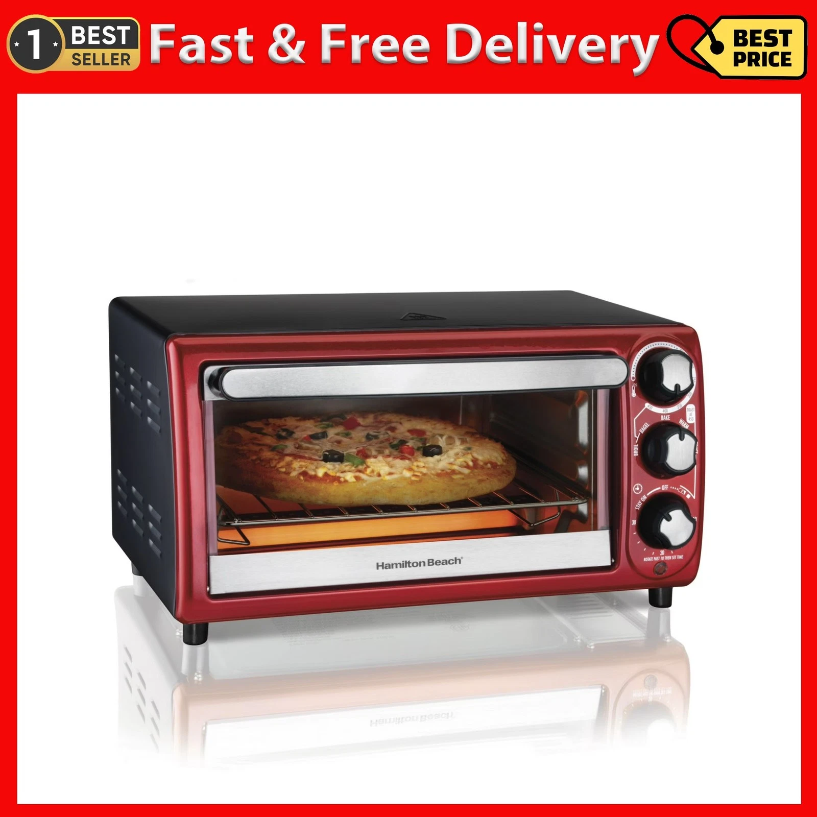 TOASTER OVENS 4 Slice with 5 Versatile Cooking Modes Black/Red
Opens in a new window or tab