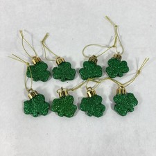 Set of 8 St. Patrick's Day Green Glitter Shamrock Ornaments Decorations