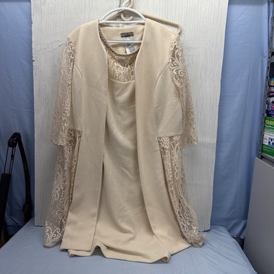 Maya Brooke Women Jacket Dress Set Plus Size 18 - 2 Piece Champagne With Lace ￼