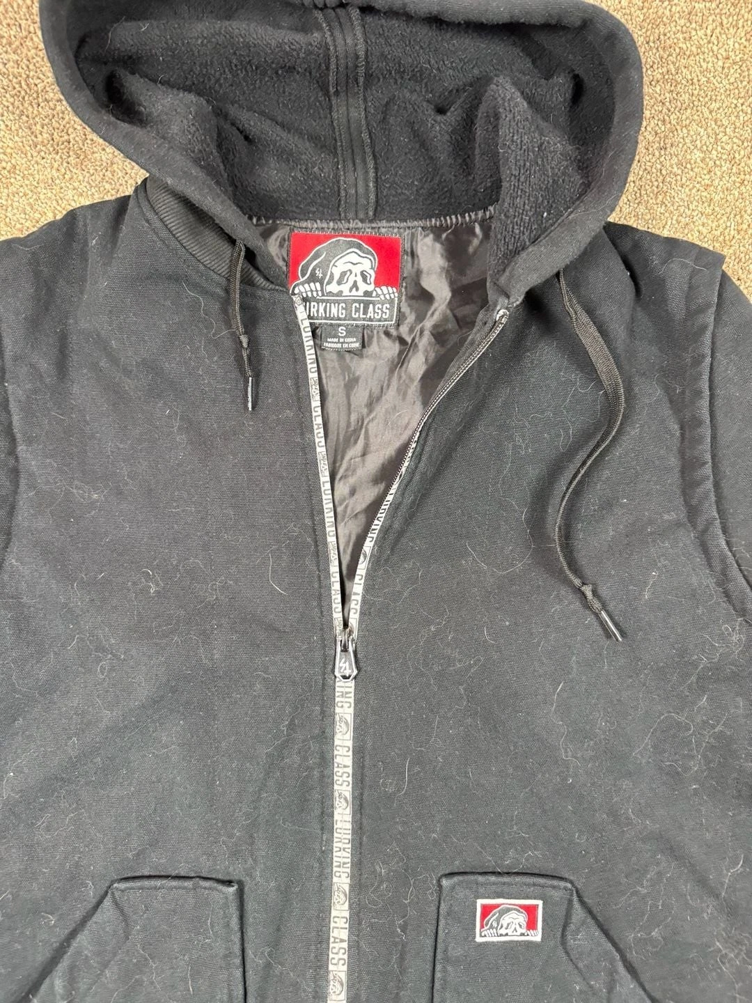 Lurking Class Zip Up Work Jacket Size S Black Canvas - product detail image 2