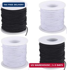 Elastic String for Bracelets, 4 Rolls Black and White String for Bracelet Making