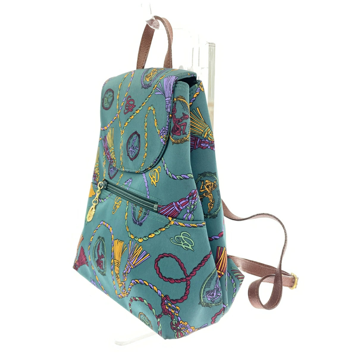 CHARLES JOURDAN Backpack Scarf Pattern Nylon Gree… - image 3