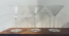 Set 3 Clear Martini Glasses 6.75” tall 4.5” wide at mouth 3" base (new w/o box