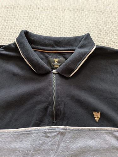 Guinness Quarter Zip Polo Shirt Embroidered Logo Short Sleeve Men's Size 3XL - Picture 3 of 5