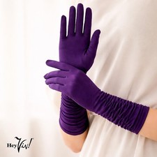 Purple Mid Arm Stretch Gloves 13 Long for Party Prom Wedding Dress Hey Viv