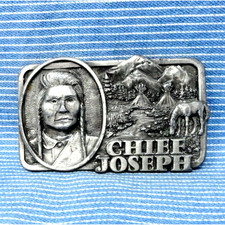 Chief Joseph Belt Buckle Nez Perce Native American Vtg 80s Siskiyou .GTA069
