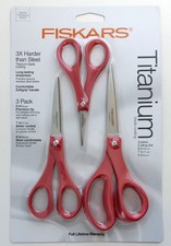 Fiskars 157690-1013 3 Piece Titanium Soft-Grip Scissors 5" 7"  8"