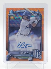 EMILIEN PITRE 2025 BOWMAN CHROME ORANGE WAVE REFRACTOR 1ST AUTO /25 Q5966